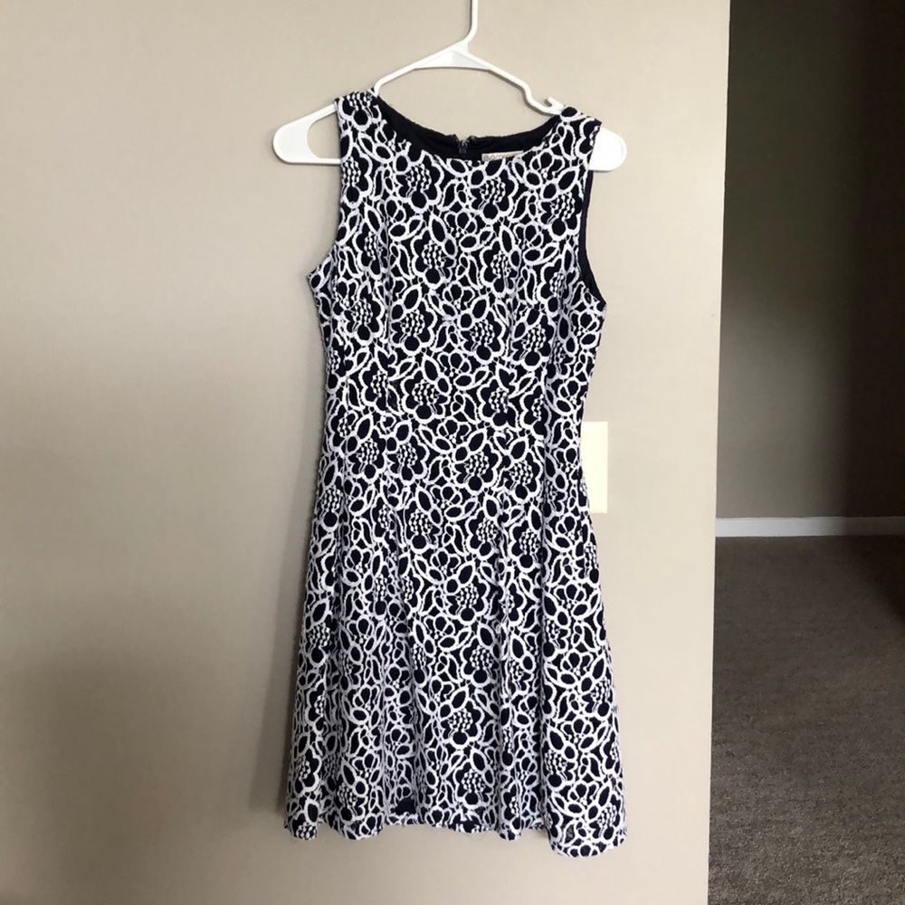 Navy and white lacy dress